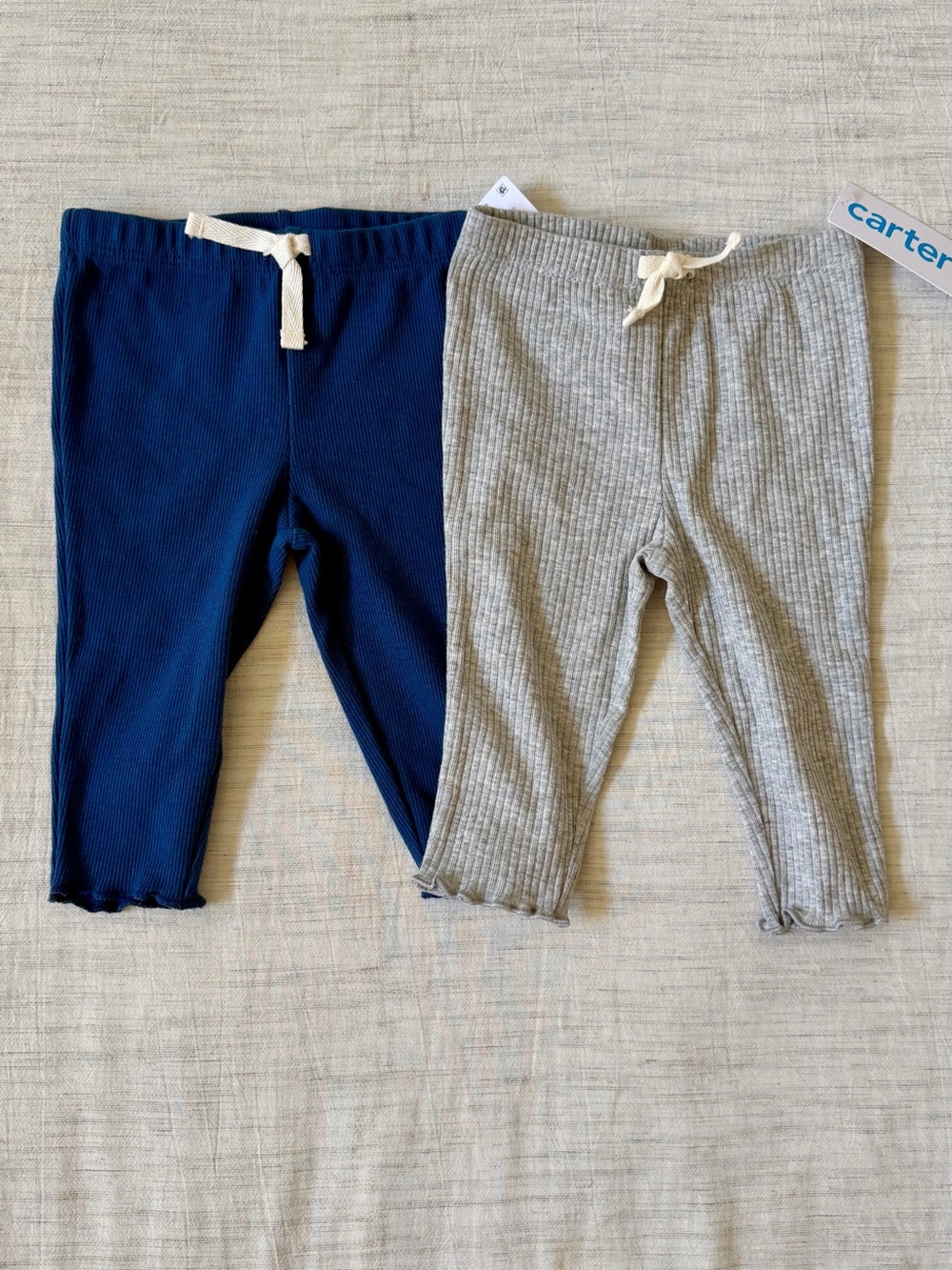 Carter's Rib-Knit Pull-On Leggings in Navy & Gray - 2-Pack - 6 month size